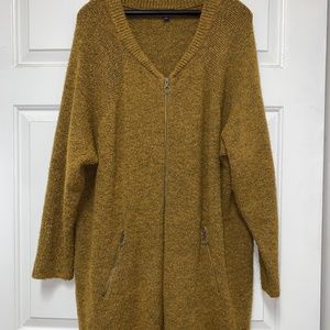 Torrid marigold yellow marled knit zip front sweater jacket zip pockets size 4